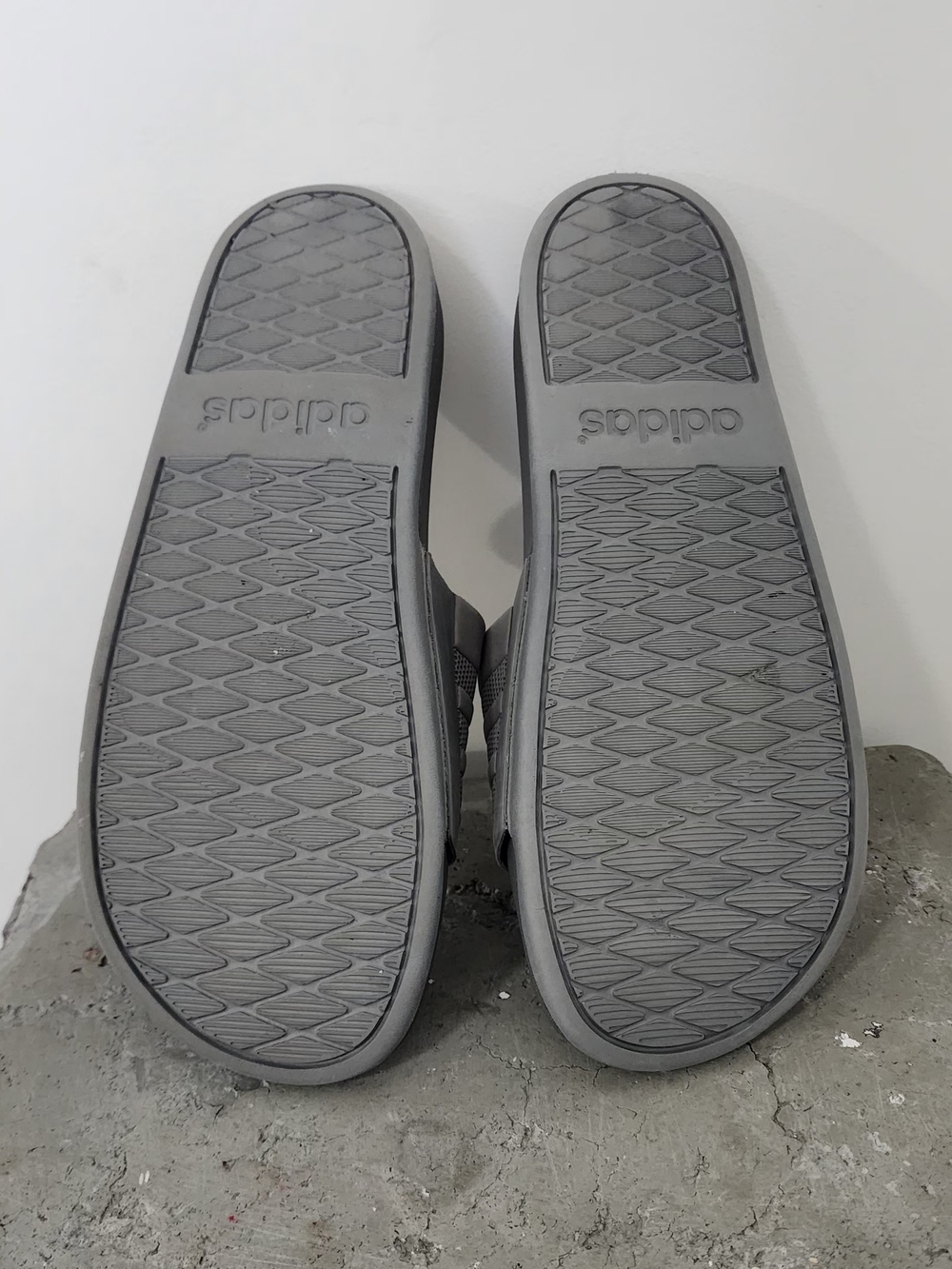 adidas Grey Slide Sandals with Textured Straps - Picture 2 of 3